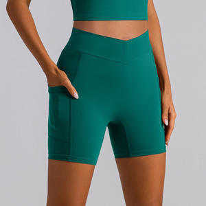 Short d'entraînement de bonne qualité pour femmes OEM pantalon de yoga serré tricoté à taille haute personnalisé Shorts solides - Product Image 6