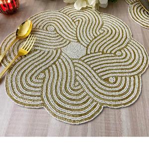 Indian Crafted Glass Beaded Placemat <b>for</b> Dining <b>Table</b> Decoration Farmhouse Design Ideal <b>for</b> Wedding Holiday Party Home Hotels - Product Image 3