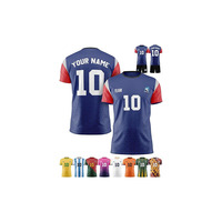 Maillot de football personnalisé pour homme, équipe 10, impression sublimée, polyester à séchage rapide, col rond, manches courtes, color block, vêtements pour adultes