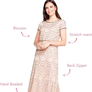 Elegante vestido de cóctel de cuentas de perlas bordadas antiestáticas de longitud completa para mujer, malla polivinílica transpirable con decoración de noche - Product Image 1