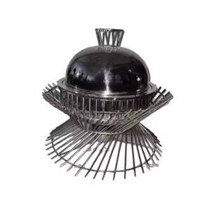 Cuisines modernes et solutions de réchauffement des aliments Casserole élégante de forme ronde avec des accents en acier inoxydable de qualité supérieure et en bois - Product Image 5