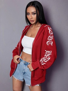 Sudadera con capucha de peso pesado para mujer con logotipo personalizado de OEM, jersey de lana de algodón grueso, ropa de calle informal de gran tamaño, Sudadera con capucha de moda de invierno - Product Image 6