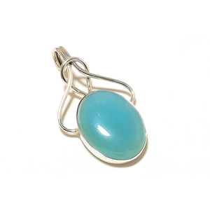 Colgante de piedras preciosas de Calcedonia de agua Natural de diseño clásico de Plata de Ley 925 forma ovalada joyería Bohemia fina dijes colgante regalo - Product Image 1