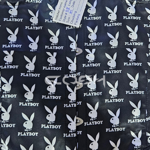 Corset en satin noir et blanc, style mode, avec baleines en acier, imprimé Playboy Bunny, à fermeture frontale. - Product Image 4