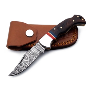 Cuchillo de bolsillo plegable con botón pulsador de acero de Damasco de alto carbono hecho a mano personalizado OEM DIY grado calidad Premium caza hueso de madera - Product Image 5