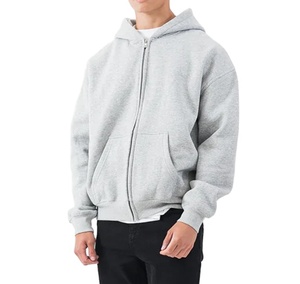 2025 hiver sweat à capuche vierge en coton épais Logo personnalisé haute qualité polaire fermeture éclair surdimensionné Design uni teint solide motif hommes - Product Image 3