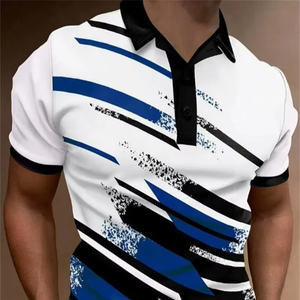 6XL grande taille vêtements pour hommes cravate-teinture motif rayé mode Polos T-Shirts été à manches courtes 3D imprimé rue mâle POLO t-shirt - Product Image 5