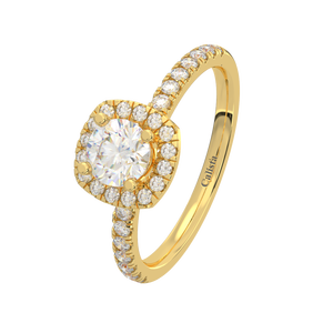 Joyería fina personalizada estilo elegante Halo cojín anillo de compromiso 10K oro amarillo circón piedra ODM OEM fabricante - Product Image 1