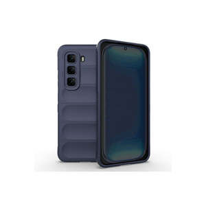 Coque Infinix Hot 50 4G en silicone souple ethnique avec design de surface arrière creuse bleu foncé - Protection pour téléphone portable A53 - Product Image 1