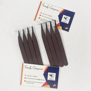 Pince à cils professionnelle en acier inoxydable à 90 degrés de marque privée Matt Brown Diamond Grip Precision Anti-Magnetic Durable - Product Image 6