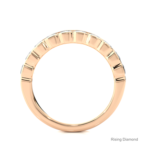 1,5 quilates corte redondo laboratorio cultivado diamante media eternidad conjunto CVD boda banda en oro blanco aniversario anillos de regalo - Product Image 6