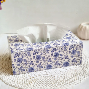 Boîte à mouchoirs en bois artisanal de luxe avec impression Meena |   Accessoire de décoration de table et de décoration intérieure haut de gamme - Product Image 1