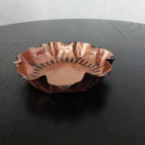 engraved copper coaster floral embossed copper saucer hammered finish copper plate artisan handcrafted tea coaster - Product Image 6