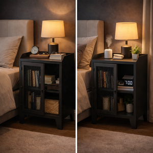 ROXX <b>Industrial</b> Modern Antique Iron Shelf Storage Cabinet Nightstand with <b>Bedside</b> <b>Table</b> Bedroom Furniture Home Use - Product Image 2