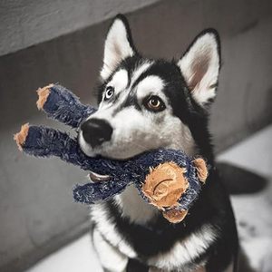 <strong>Wholesale</strong> Indestructible Plush Dog <strong>Toy</strong> | <strong>Durable</strong> Denim <strong>Chew</strong>-Resistant Bear | Squeaky Interactive <strong>Pet</strong> <strong>Toy</strong> for Aggressive Chewers - Product Image 1