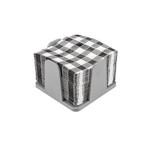 Porta Servilletas Gris de 20x20cm, Poliestireno PS, con Servilleta Negra Vichy, 12 Piezas, B2B - Product Image 1