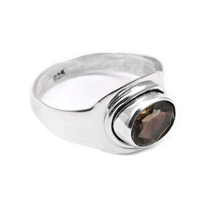 Diseñador de lujo hecho a mano 100% Cuarzo ahumado natural Piedra preciosa Anillos de promesa de plata esterlina para mujeres a precios bajos Venta al por mayor OEM - Product Image 2