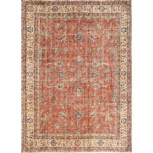 Tapis en laine noué à la main de grande taille, style vintage, Pae-5051, motif floral rouge-orange, pour la maison, le salon, le couloir, rectangulaire, pour adolescents - Product Image 1