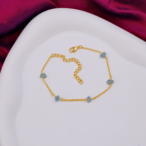Gold-Plated Adjustable Dainty Chain <b>Bracelet</b> Handmade with Natural Raw Aquamarine Stone March Birthstone Jewelry for <b>Women</b> - Product Image 3