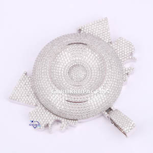 Vente chaude 14K Or Blanc Plaqué Rhodium Hommes Pendentif Unique Conception Personnalisée Coupe Laboratoire Diamant Rappeur Glacé Style Hip Hop - Product Image 4