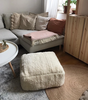 Tout blanc Grand tapis en laine Coussins de sol Classique Fait à la main Poufs en laine marocaine Carré Ottoman Décoration intérieure Style Boho