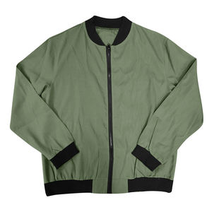 Blouson bomber léger coupe ajustée coupe-vent zippé col rond uni en toile enduite style baseball universitaire - Product Image 1