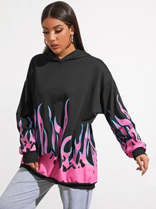 Sudadera con Capucha Personalizable para Mujer, Corte Holgado, Manga Larga, Color Sólido, Estilo Urbano, Invierno, Estampada, Transpirable, Forro de Felpa de Algodón - Product Image 4
