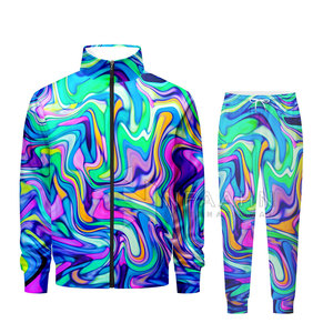 Nuevo diseño de algodón a granel sublimación chándal conjunto precio barato OEM al por mayor de los hombres de manga larga sublimación chándal - Product Image 1