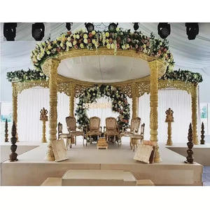 Majestuoso Mandap de Madera para Bodas Indias Arya, Hermosa Decoración de Mandap Maharani para Bodas Hindúes, Boda Real, Mandap Maharaja Texas - Product Image 1