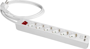 2m. Multipresa con 6 prese + 2 USB, cavo da 2m e interruttore illuminato 16A 250V Max. 3680W (Solera V1053IL) - Product Image 1