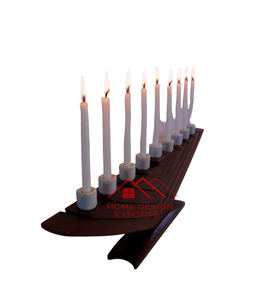 El último diseño de gran tamaño de madera 9 portavelas para el hogar Hotel Tabletop Center Piece Portavelas de madera a precio barato - Product Image 1