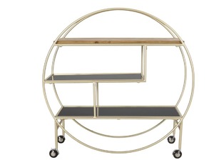 Carrito contemporáneo de estilo lujoso Carrito de servicio de hoteles de gran tamaño Pantalla de 3 niveles Carrito elegante real Fácil de mover - Product Image 1