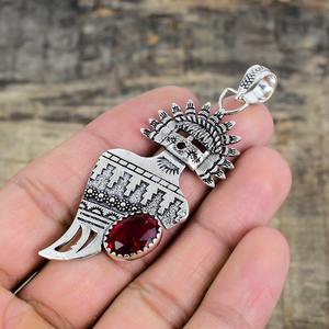 Handmade 925 Sterling Silver Boho Style <b>Pendant</b> Trending <b>Garnet</b> Gemstone Jewelry with Rhodium Plating Women's Gift for Girls - Product Image 4