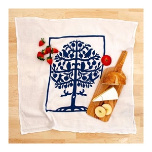 Navy Blue Birdy Tree Printed 34*34cm Cotton Dishcloth Towel Ultra Soft Absorbent Hand Wash Cloth Household Kitchen Cleaning <b>Tool</b> - Product Image 1