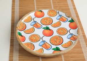 Bandeja de servicio con estampado de madera elegante moderna Bandeja de desayuno de nuevo diseño de alta calidad para el hogar y el hotel Paquete de platos - Product Image 5