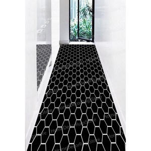 Tapis à motif nid d'abeille, tapis noir, tapis à motif géométrique, tapis modernes, cadeau de pendaison de crémaillère, tapis doux non tissé - Product Image 4