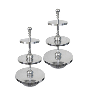 Modern <b>Cake</b> Exhibition Metallic <b>Cake</b> Platter OEM Customized Decorative Three Layered <b>Cake</b> Stand at Reasonable Price - Product Image 3