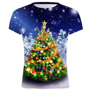 เสื้อยืดคอกลมชายทรงหลวมสไตล์สตรีทฮิปฮอปผ้าคอตตอน/เส้นใยไม้ไผ่ยาวสั้นลำลองสำหรับเทศกาลคริสต์มาส