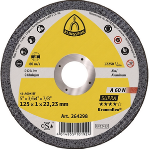Discos de Corte KLINGSPOR a 60 N Supra D125x1mm, Paquete de 25 Unidades, Orificio Recto de Aluminio de 22.23 mm, Discos de Pulir - Product Image 3