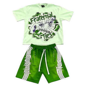 Bajo MOQ FASHION Individuación Foto y texto Combo Impresión gráfica Camiseta y pantalones cortos Activewear Set Sublimación personalizada Camisetas - Product Image 6