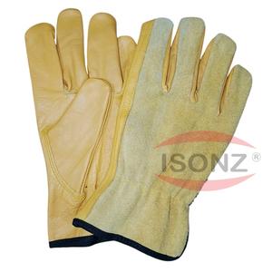 Gants Rigger en cuir de vache de haute qualité couleur beige, gants de conducteur en cuir, gants de travail en cuir de vache - Product Image 1