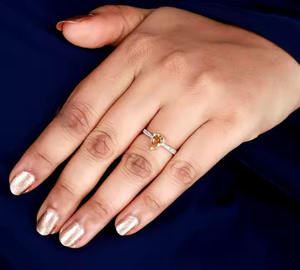 Banda de corte de pera de piedra citrino Natural, chapado en rodio, ajuste de punta de Plata de Ley 925, anillo minimalista, bandas de compromiso para mujeres y niñas - Product Image 6