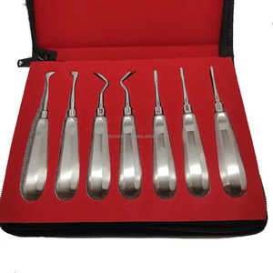 Kit de instrumentos de cirugía Dental Oral Manual de 7 Uds., herramientas de ortodoncia de acero inoxidable, elevadores, bolsa de cuero, clase reutilizable CCC OEM - Product Image 1