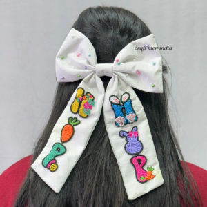 Los últimos lazos de Pascua para niña, lazos con perlas bordadas, lazos para el pelo para niñas, lazo para el pelo de campo - Product Image 1