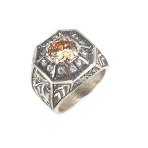 925 Sterling <b>Silver</b> Octagonal Citrine Zircon Stone Handmade Oval Cut <b>Pen</b>-Shaped Men's Ring Fine Jewelry for Everyday Wear - Product Image 1