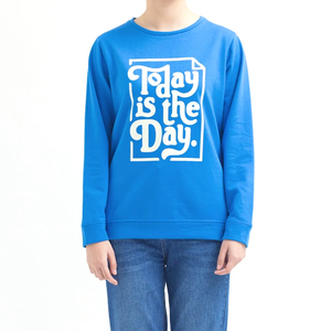 เสื้อกันหนาวคอกลมสำหรับผู้หญิงเสื้อสเวตเชิ้ตคอกลมผ้าฟลีซซับในไม่มีลาย - Product Image 1