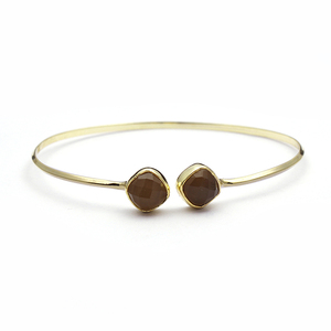 Pulsera de piedras preciosas de piedra lunar de melocotón chapada en oro pulsera de piedras preciosas de corte facetado joyería hecha a mano cojín pulsera joyería regalo - Product Image 1