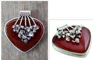 Wholesale Fine Pendants & <b>Charms</b> Floral Sterling <b>Silver</b> and Carnelian Hip Hop Jewelry Gift for Everyone Factory Price - Product Image 2