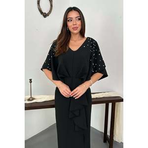 Elisa Fashion Woman Black <b>Vest</b>-Pleated <b>Dress</b>-Siyah - Product Image 3