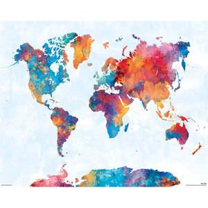 Impresión artística de mapa en acuarela de Michael Tompsett, elegante decoración de mapa de pared - Product Image 1